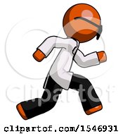 Poster, Art Print Of Orange Doctor Scientist Man Running Fast Right