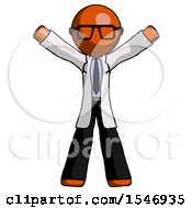 Poster, Art Print Of Orange Doctor Scientist Man Surprise Pose Arms And Legs Out