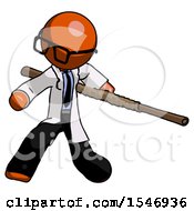 Orange Doctor Scientist Man Bo Staff Action Hero Kung Fu Pose