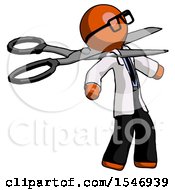 Poster, Art Print Of Orange Doctor Scientist Man Scissor Beheading Office Worker Execution