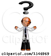Poster, Art Print Of Orange Doctor Scientist Man With Question Mark Above Head Confused