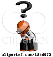Poster, Art Print Of Orange Doctor Scientist Man Thinker Question Mark Concept
