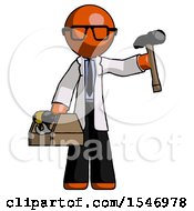Poster, Art Print Of Orange Doctor Scientist Man Holding Tools And Toolchest Ready To Work