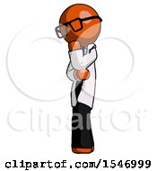 Poster, Art Print Of Orange Doctor Scientist Man Thinking Wondering Or Pondering