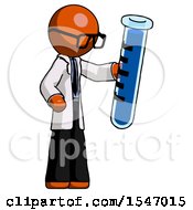 Poster, Art Print Of Orange Doctor Scientist Man Holding Large Test Tube