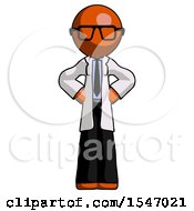 Poster, Art Print Of Orange Doctor Scientist Man Hands On Hips