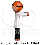 Poster, Art Print Of Orange Doctor Scientist Man Pointing Right