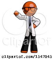 Poster, Art Print Of Orange Doctor Scientist Man Waving Right Arm With Hand On Hip