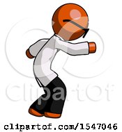 Orange Doctor Scientist Man Sneaking While Reaching For Something