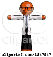 Poster, Art Print Of Orange Doctor Scientist Man T-Pose Arms Up Standing