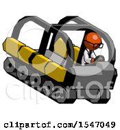 Poster, Art Print Of Orange Doctor Scientist Man Driving Amphibious Tracked Vehicle Top Angle View