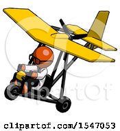 Poster, Art Print Of Orange Doctor Scientist Man In Ultralight Aircraft Top Side View