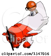 Poster, Art Print Of Orange Doctor Scientist Man In Geebee Stunt Plane Descending View