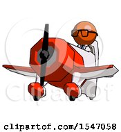 Poster, Art Print Of Orange Doctor Scientist Man Flying In Geebee Stunt Plane Viewed From Below