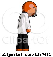 Poster, Art Print Of Orange Doctor Scientist Man Depressed With Head Down Back To Viewer Right