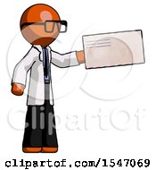 Poster, Art Print Of Orange Doctor Scientist Man Holding Large Envelope