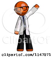 Poster, Art Print Of Orange Doctor Scientist Man Waving Emphatically With Left Arm
