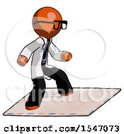 Poster, Art Print Of Orange Doctor Scientist Man On Postage Envelope Surfing