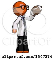 Poster, Art Print Of Orange Doctor Scientist Man Holding Football Up