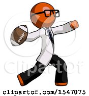 Poster, Art Print Of Orange Doctor Scientist Man Throwing Football