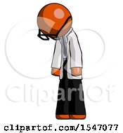 Poster, Art Print Of Orange Doctor Scientist Man Depressed With Head Down Turned Left
