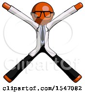 Poster, Art Print Of Orange Doctor Scientist Man With Arms And Legs Stretched Out