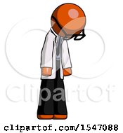 Poster, Art Print Of Orange Doctor Scientist Man Depressed With Head Down Turned Right