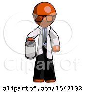 Poster, Art Print Of Orange Doctor Scientist Man Begger Holding Can Begging Or Asking For Charity