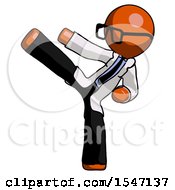 Poster, Art Print Of Orange Doctor Scientist Man Ninja Kick Left