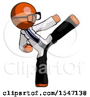 Poster, Art Print Of Orange Doctor Scientist Man Ninja Kick Right