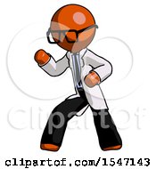 Orange Doctor Scientist Man Martial Arts Defense Pose Left