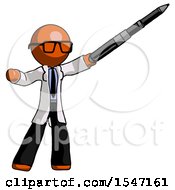 Orange Doctor Scientist Man Demonstrating That Indeed The Pen Is Mightier