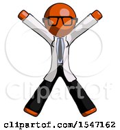 Orange Doctor Scientist Man Jumping Or Flailing