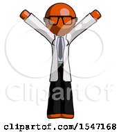 Poster, Art Print Of Orange Doctor Scientist Man With Arms Out Joyfully