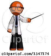 Poster, Art Print Of Orange Doctor Scientist Man Teacher Or Conductor With Stick Or Baton Directing