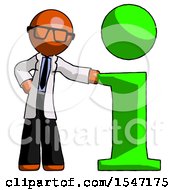 Poster, Art Print Of Orange Doctor Scientist Man With Info Symbol Leaning Up Against It