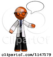Poster, Art Print Of Orange Doctor Scientist Man With Word Bubble Talking Chat Icon