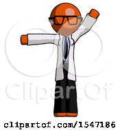 Poster, Art Print Of Orange Doctor Scientist Man Directing Traffic Left