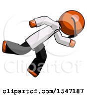 Poster, Art Print Of Orange Doctor Scientist Man Running While Falling Down