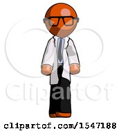 Poster, Art Print Of Orange Doctor Scientist Man Walking Front View