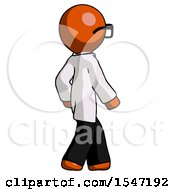 Orange Doctor Scientist Man Walking Away Direction Right View