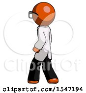 Poster, Art Print Of Orange Doctor Scientist Man Walking Away Direction Left View