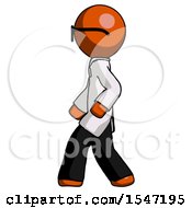 Poster, Art Print Of Orange Doctor Scientist Man Walking Left Side View