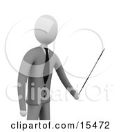 Businessman Boss Or Manager Holding A Pointer Stick During A Presentation Training Class Or Meeting Clipart Illustration Image