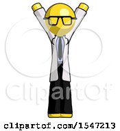 Poster, Art Print Of Yellow Doctor Scientist Man Hands Up