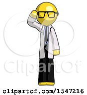 Poster, Art Print Of Yellow Doctor Scientist Man Soldier Salute Pose