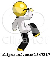 Poster, Art Print Of Yellow Doctor Scientist Man Kick Pose Start