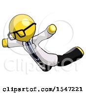 Yellow Doctor Scientist Man Skydiving Or Falling To Death
