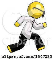 Poster, Art Print Of Yellow Doctor Scientist Man Running Fast Right
