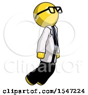 Poster, Art Print Of Yellow Doctor Scientist Man Floating Through Air Right